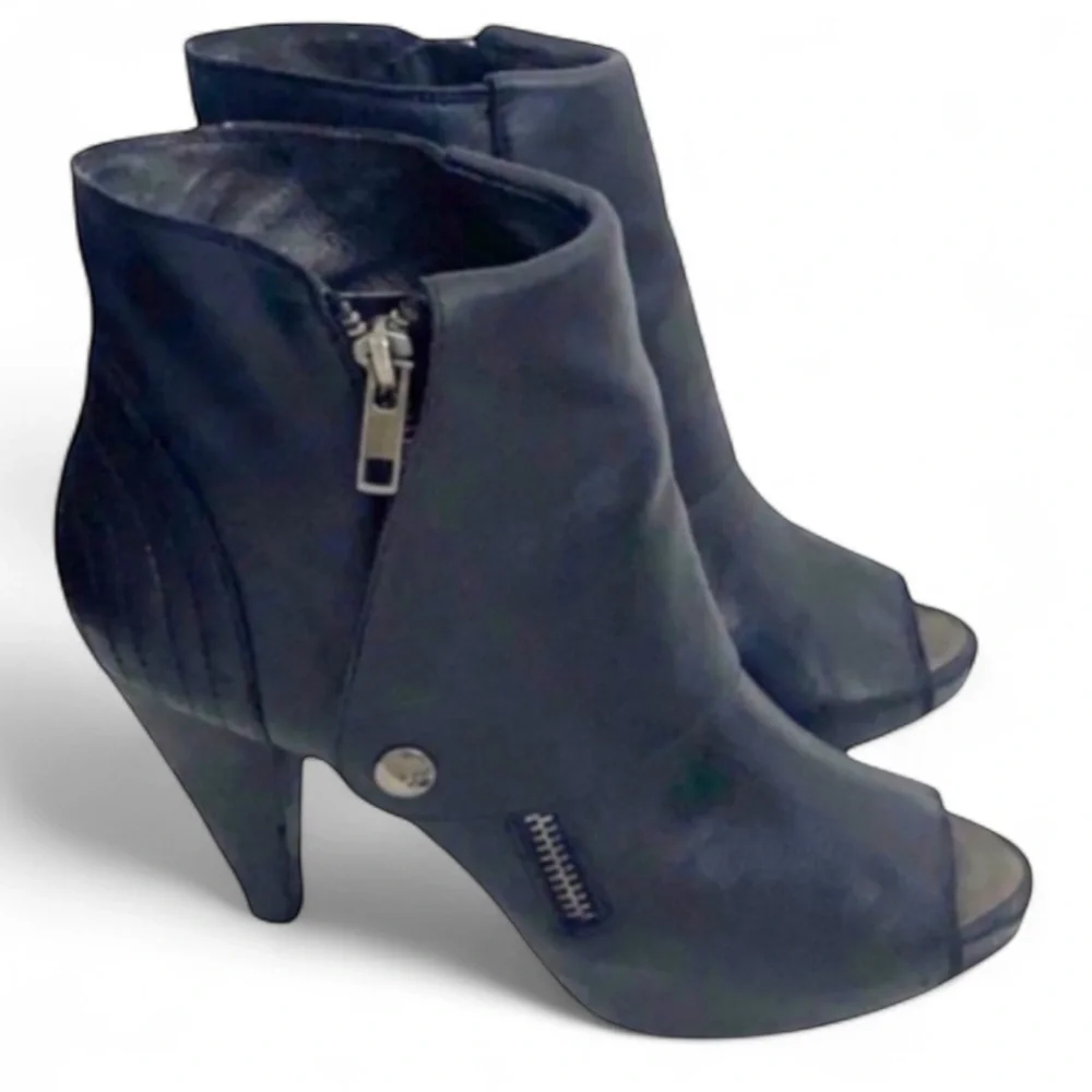 Authentic Joie black leather open toe ankle boots sz 7 Euro 37